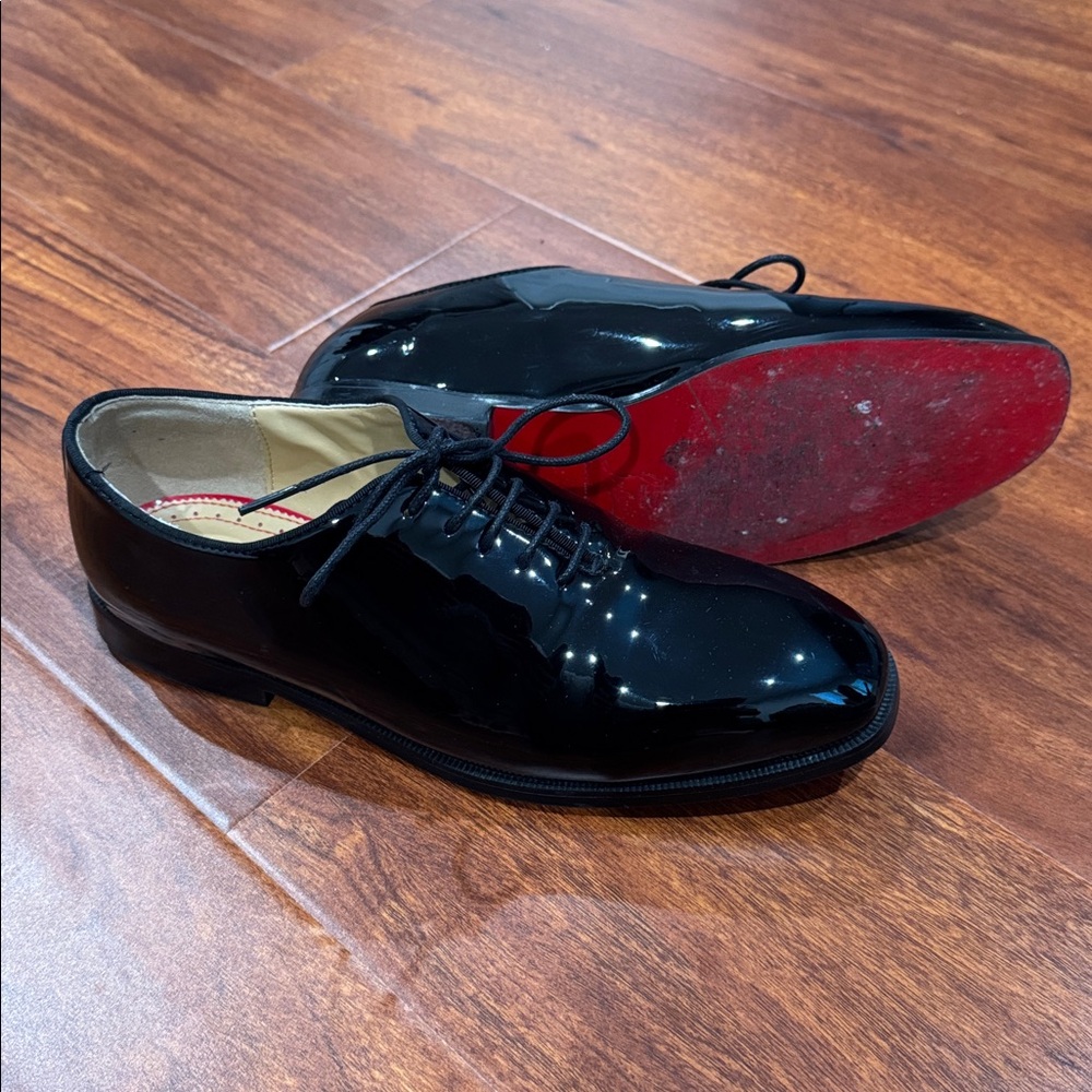 Christian Louboutin Black Patent Leather Oxfords with Red Soles